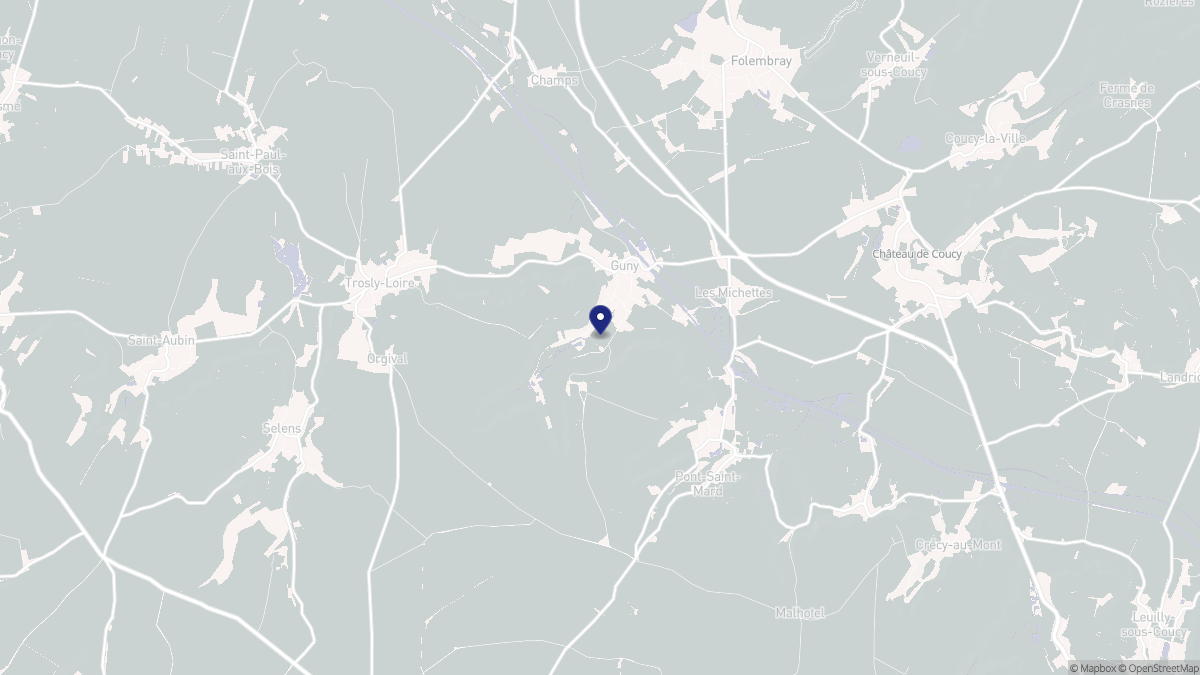 Aperçu cartographique de Guny, centré sur la commune