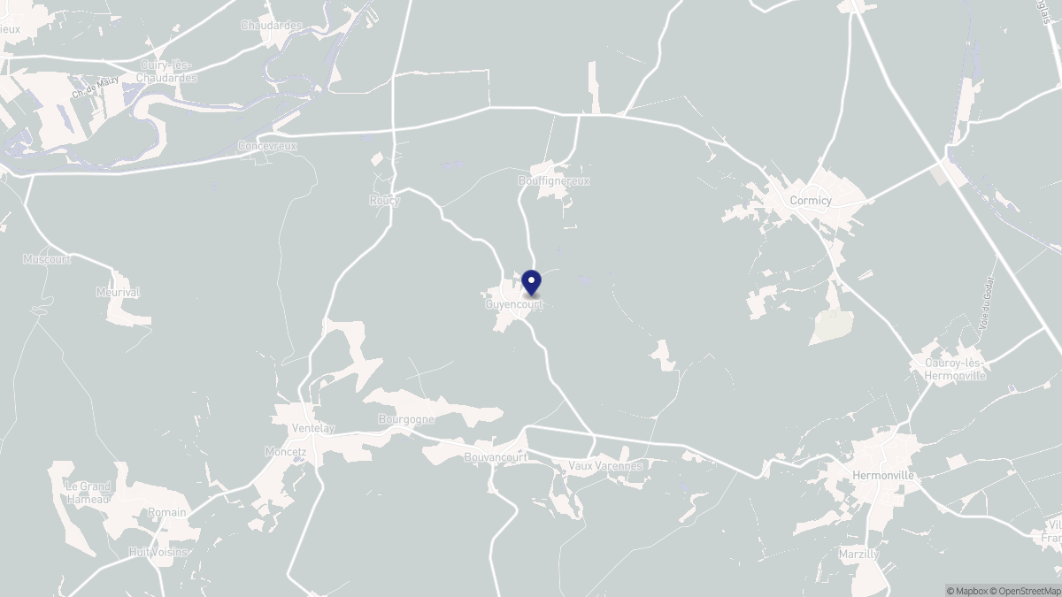 Aperçu cartographique de Guyencourt, centré sur la commune