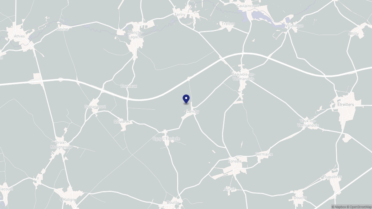 Aperçu cartographique de Lanchy, centré sur la commune