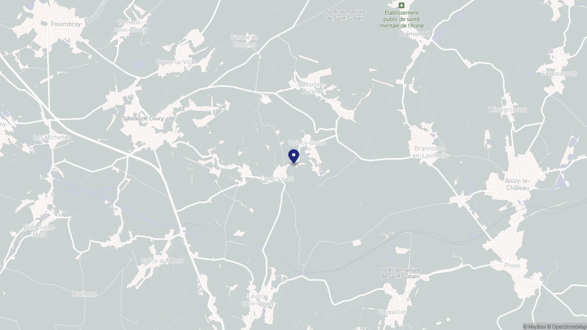 Aperçu cartographique de Landricourt, centré sur la commune