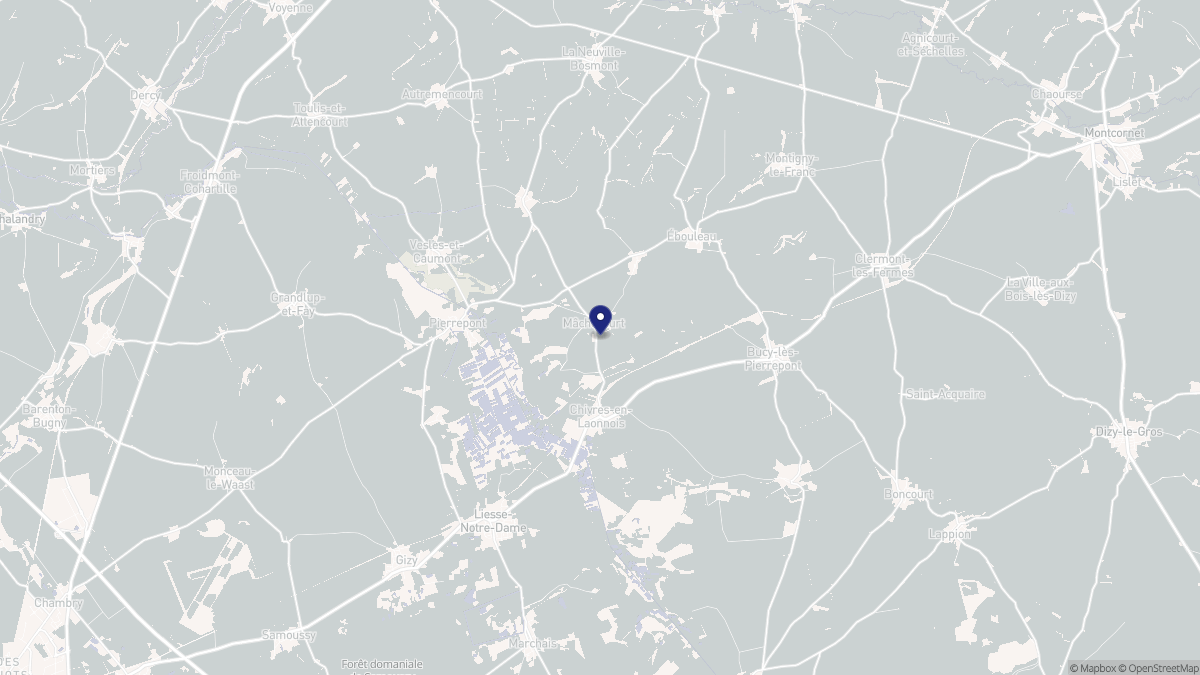 Aperçu cartographique de Mâchecourt, centré sur la commune