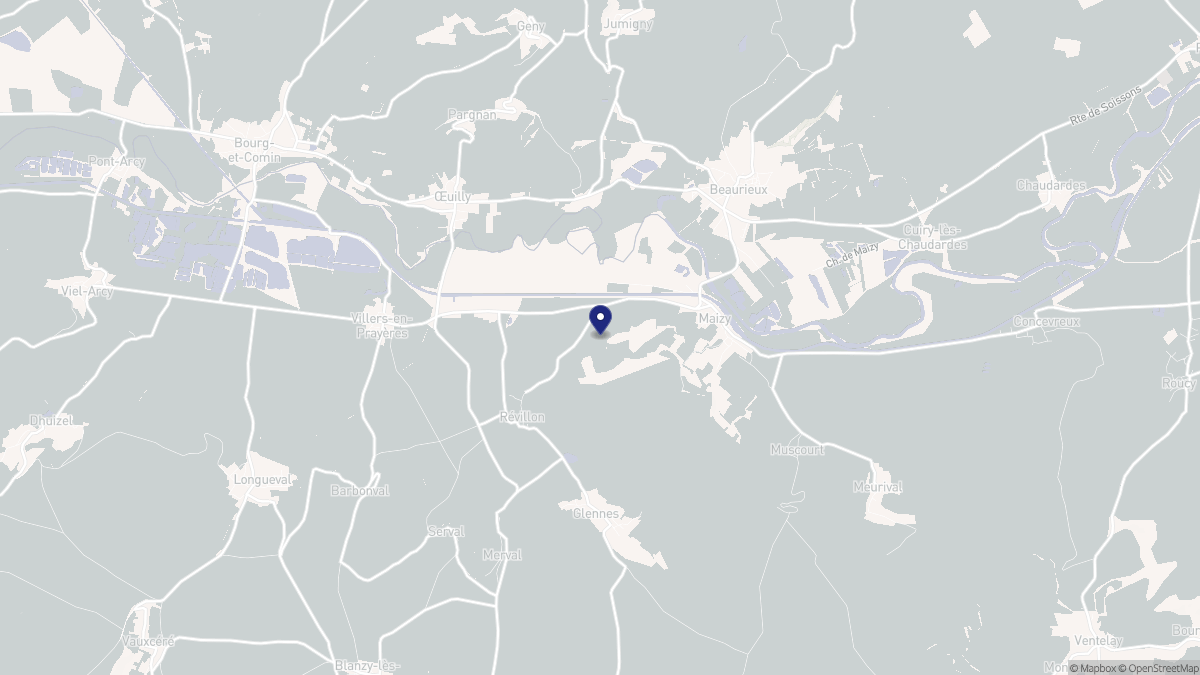 Aperçu cartographique de Maizy, centré sur la commune