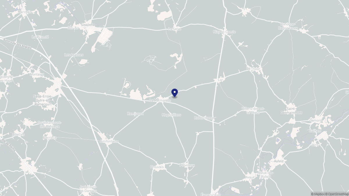 Aperçu cartographique de La Malmaison, centré sur la commune