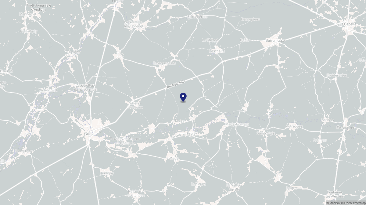 Aperçu cartographique de Malzy, centré sur la commune
