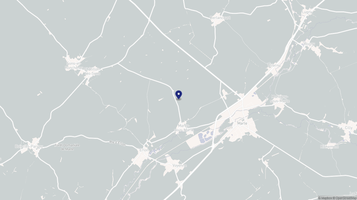 Aperçu cartographique de Marcy-sous-Marle, centré sur la commune