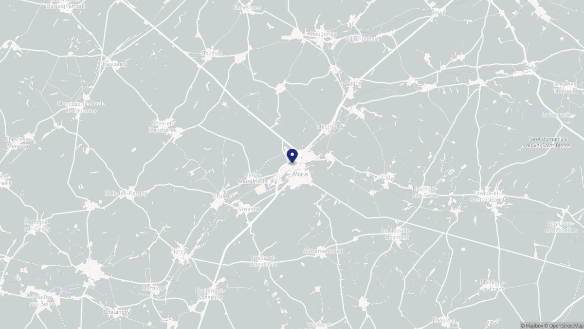 Aperçu cartographique de Marle, centré sur la commune