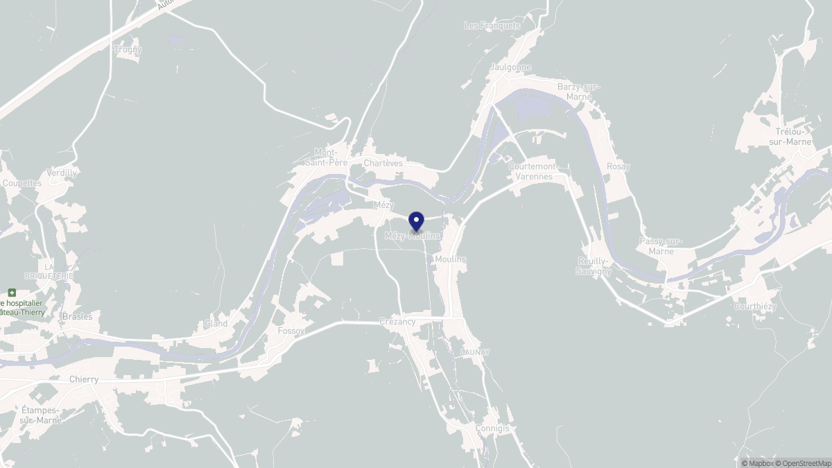 Aperçu cartographique de Mézy-Moulins, centré sur la commune