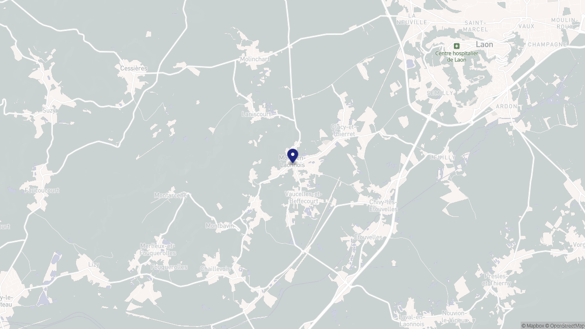 Aperçu cartographique de Mons-en-Laonnois, centré sur la commune