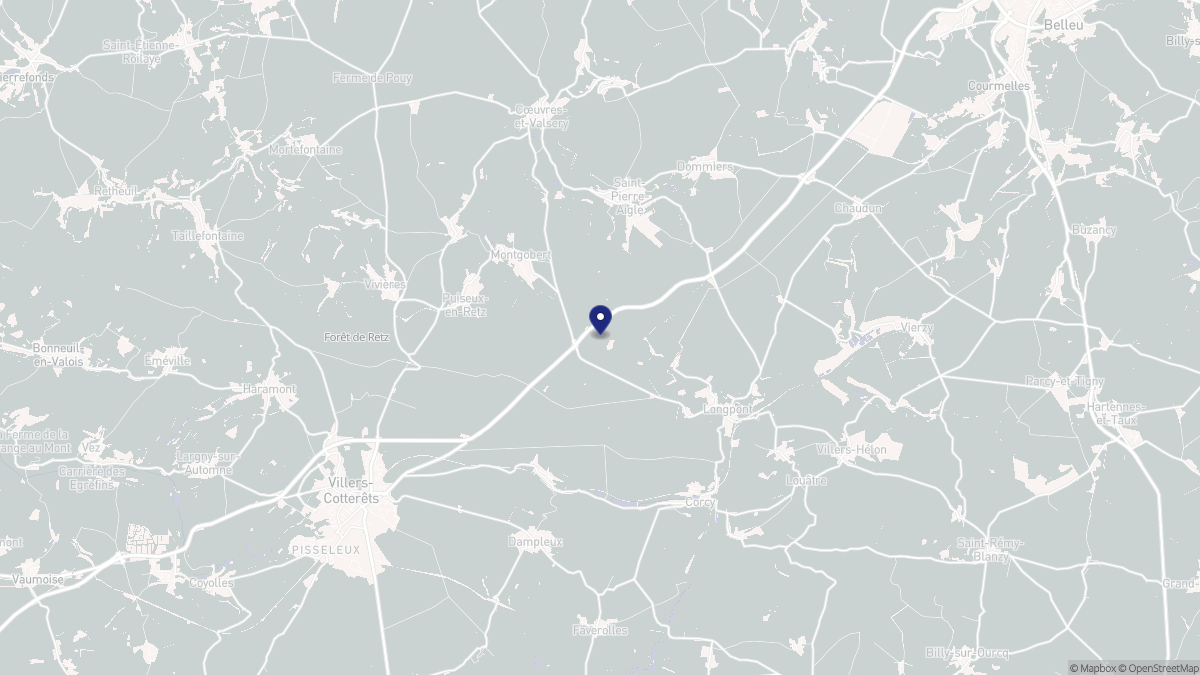 Aperçu cartographique de Montgobert, centré sur la commune