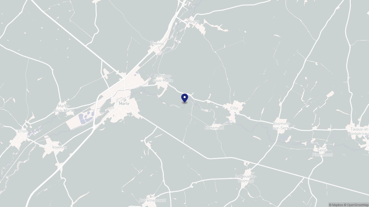 Aperçu cartographique de Montigny-sous-Marle, centré sur la commune