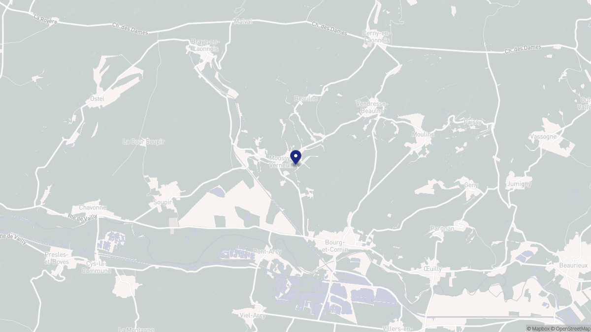 Aperçu cartographique de Moussy-Verneuil, centré sur la commune
