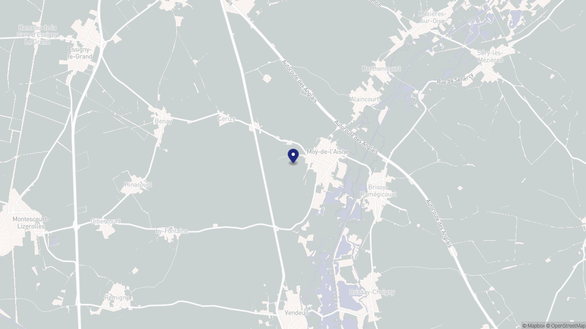 Aperçu cartographique de Moÿ-de-l'Aisne, centré sur la commune