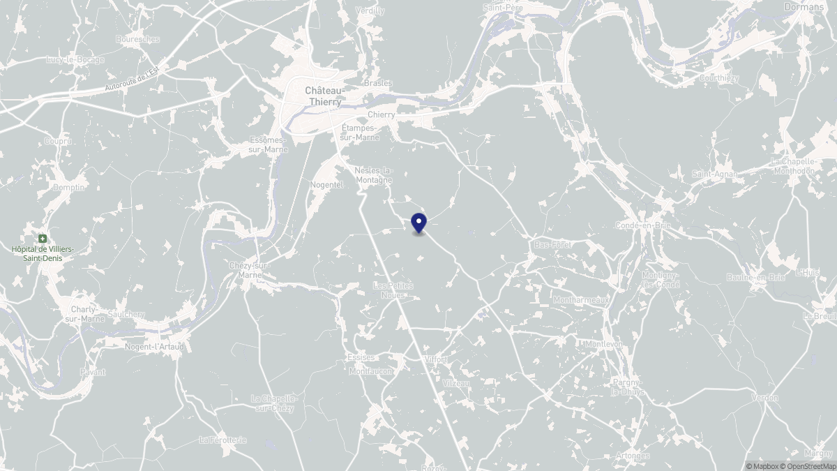 Aperçu cartographique de Nesles-la-Montagne, centré sur la commune