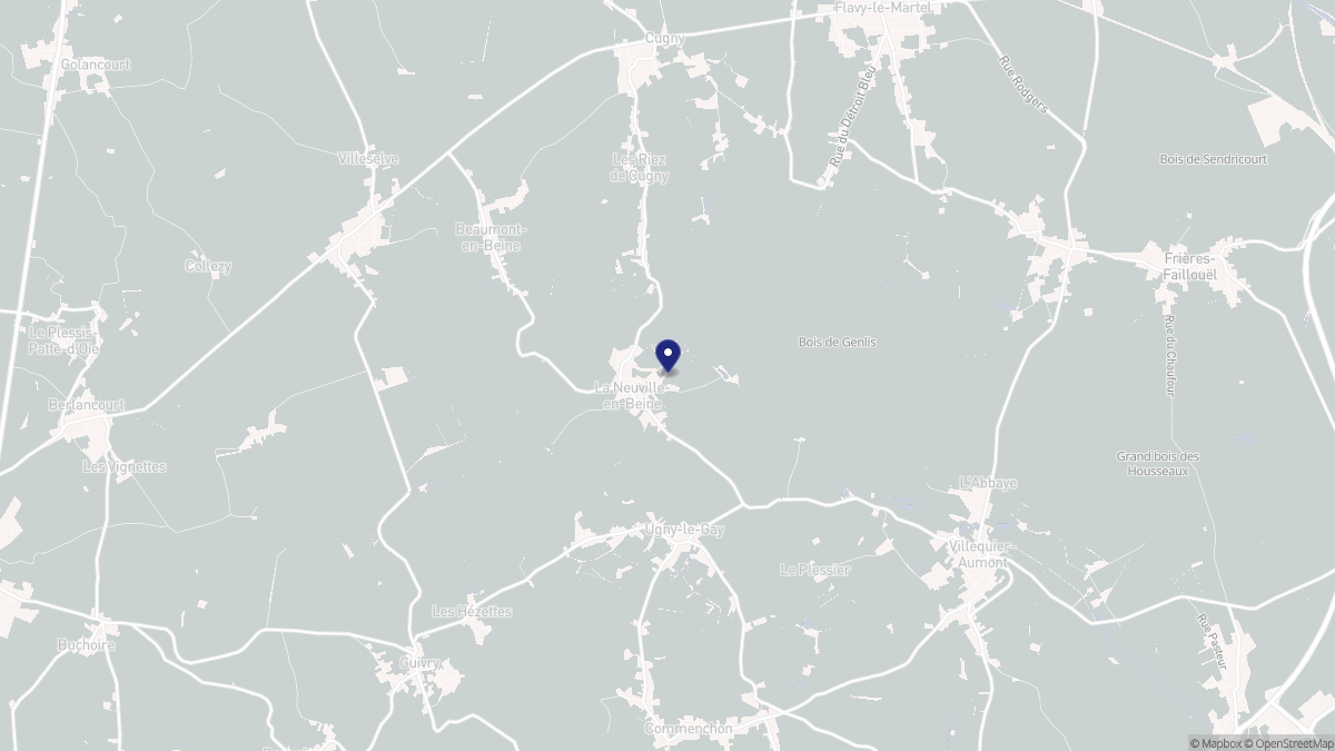 Aperçu cartographique de La Neuville-en-Beine, centré sur la commune