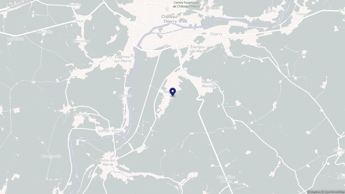 Aperçu cartographique de Nogentel, centré sur la commune