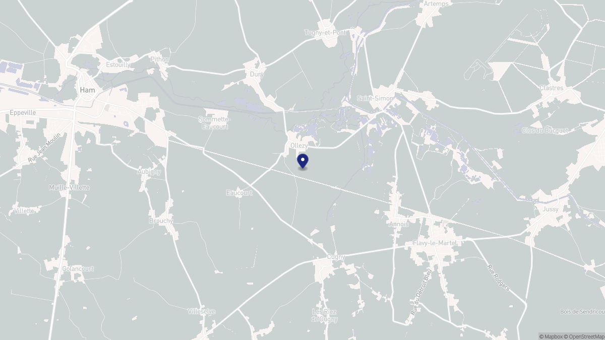 Aperçu cartographique de Ollezy, centré sur la commune