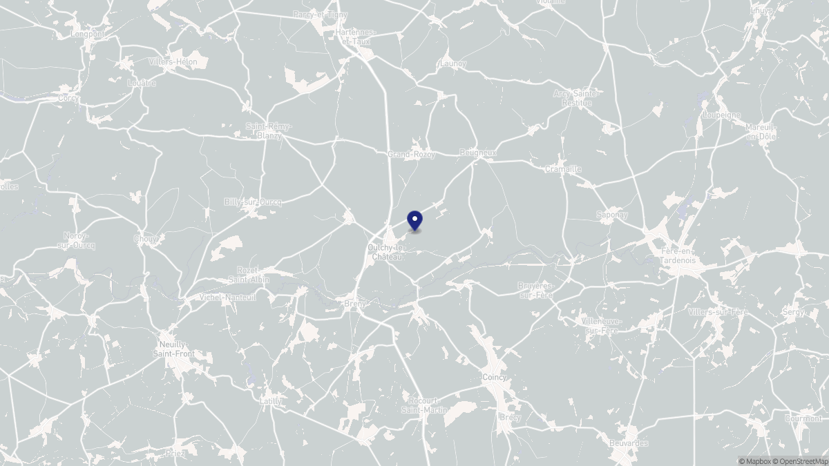 Aperçu cartographique de Oulchy-le-Château, centré sur la commune
