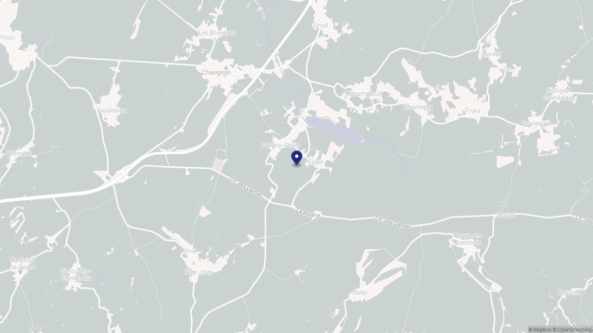 Aperçu cartographique de Pargny-et-Filain, centré sur la commune