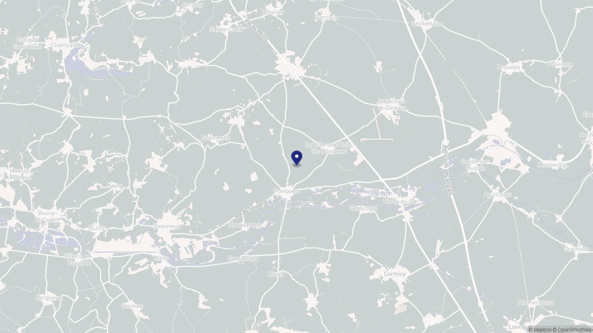 Aperçu cartographique de Pontavert, centré sur la commune