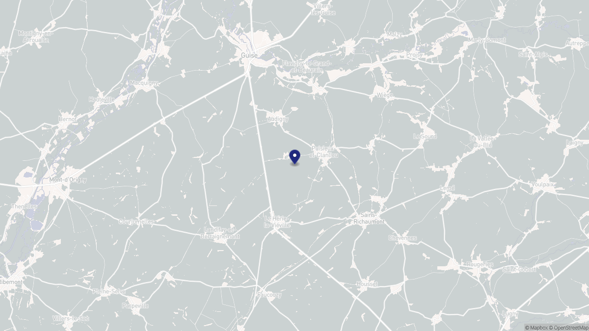 Aperçu cartographique de Puisieux-et-Clanlieu, centré sur la commune