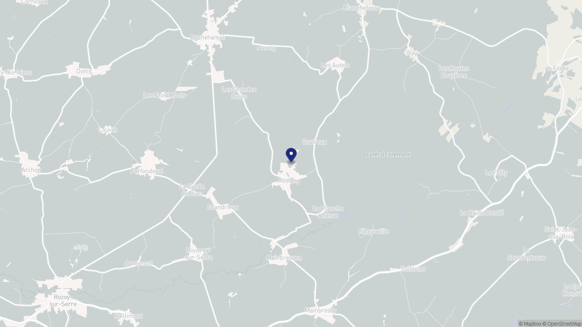Aperçu cartographique de Résigny, centré sur la commune