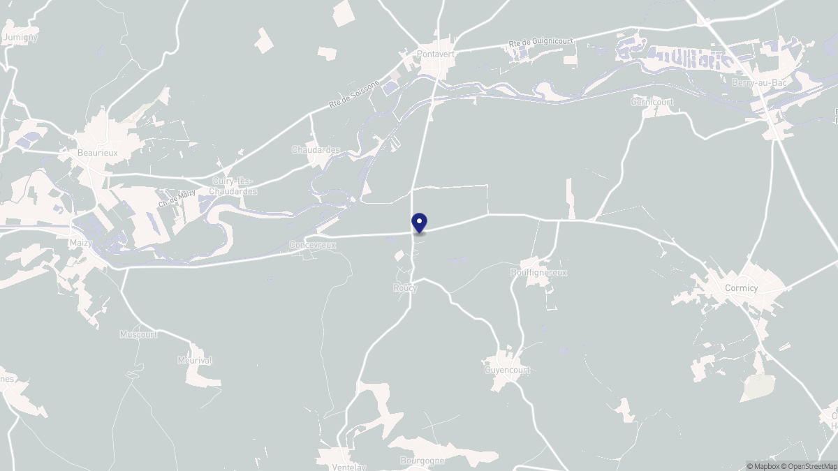 Aperçu cartographique de Roucy, centré sur la commune