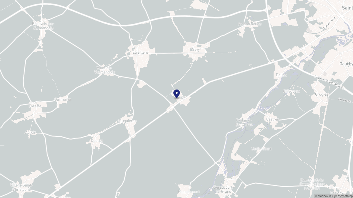 Aperçu cartographique de Roupy, centré sur la commune
