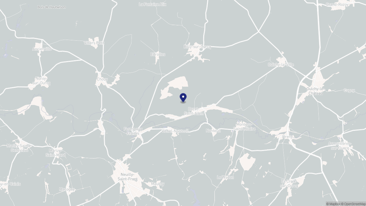 Aperçu cartographique de Rozet-Saint-Albin, centré sur la commune