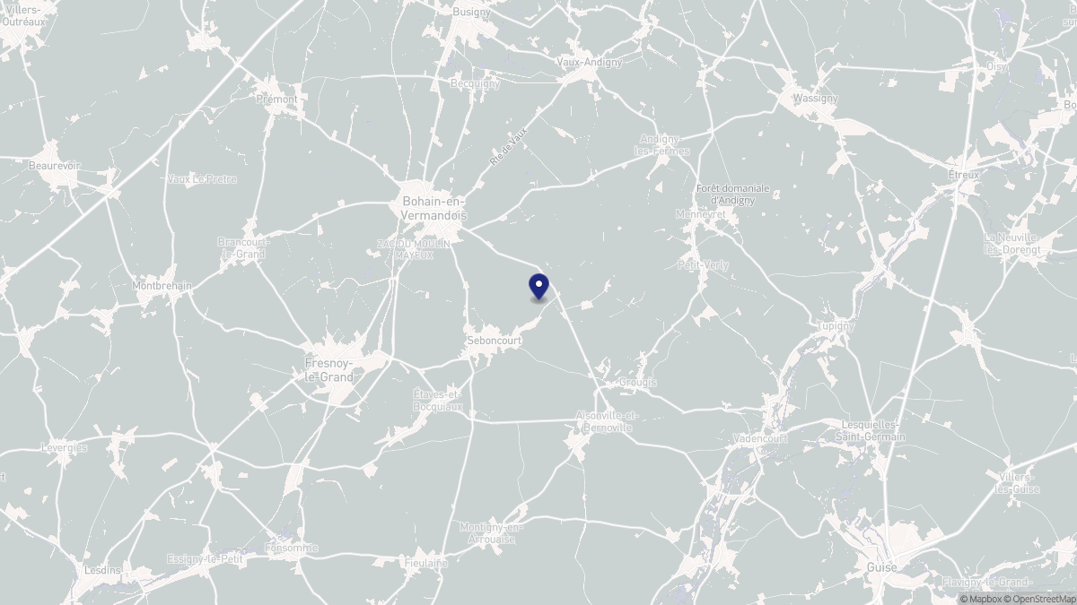 Aperçu cartographique de Seboncourt, centré sur la commune