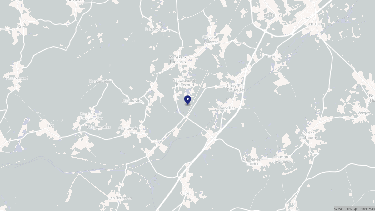 Aperçu cartographique de Vaucelles-et-Beffecourt, centré sur la commune