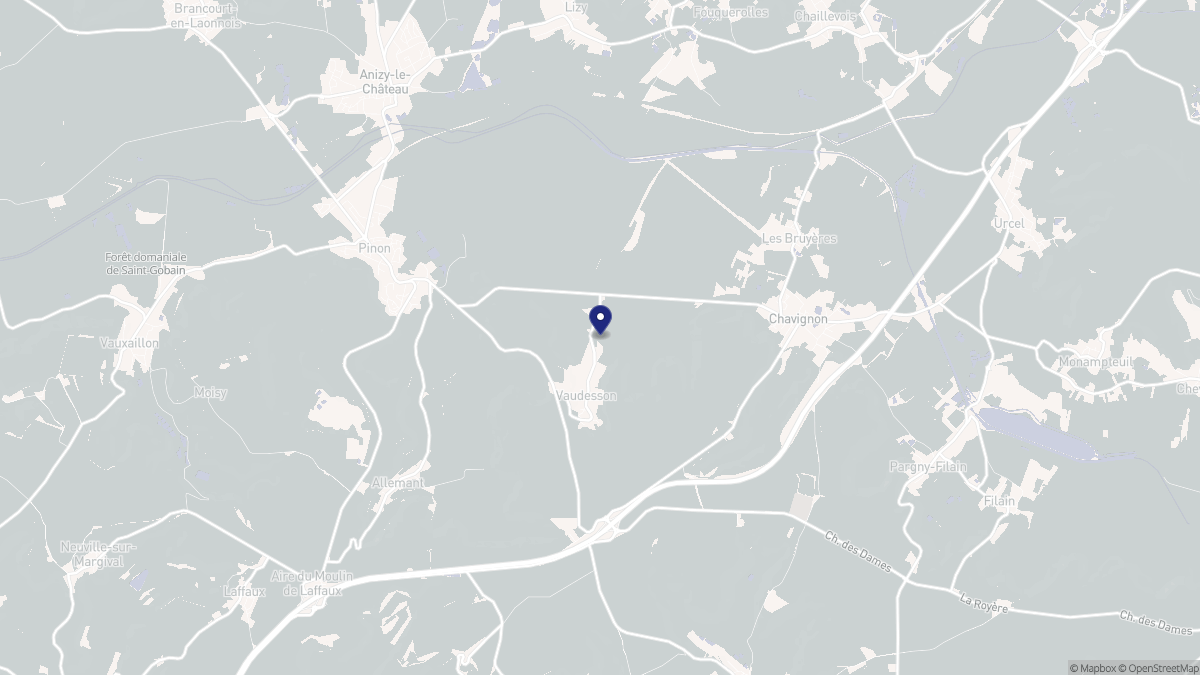 Aperçu cartographique de Vaudesson, centré sur la commune