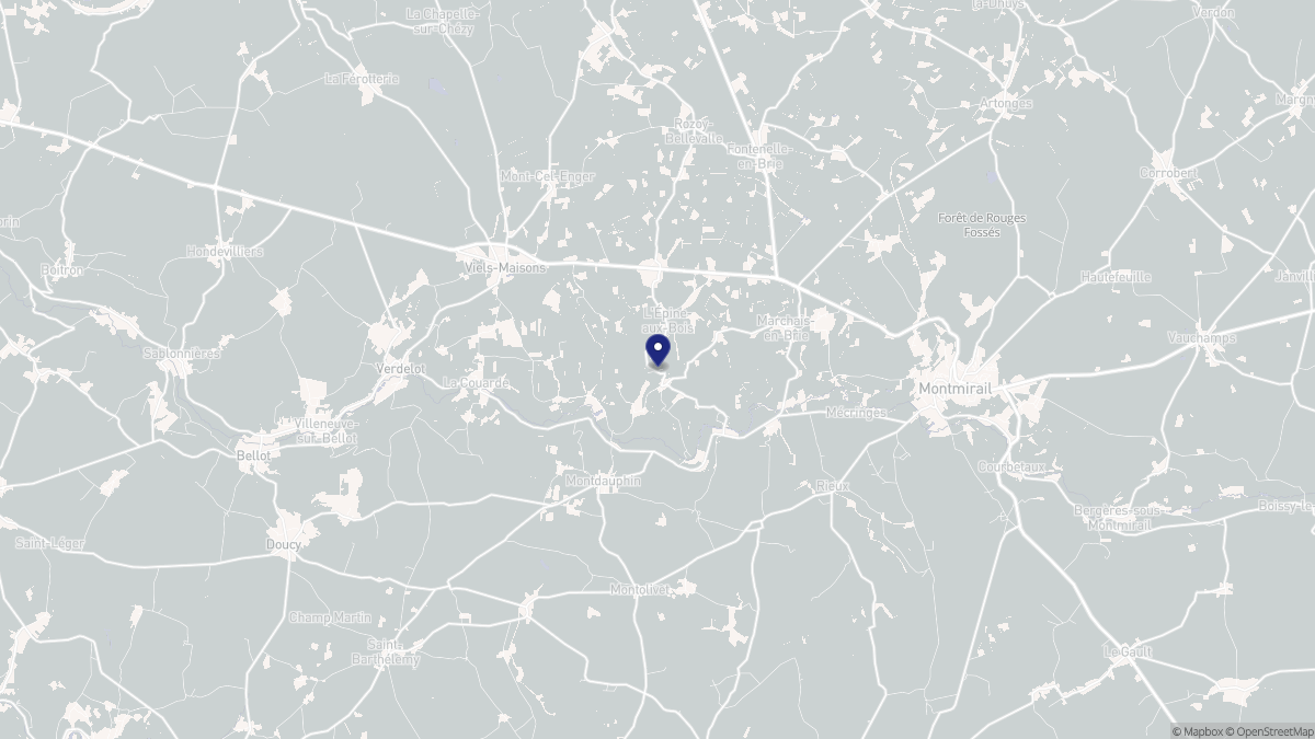 Aperçu cartographique de Vendières, centré sur la commune