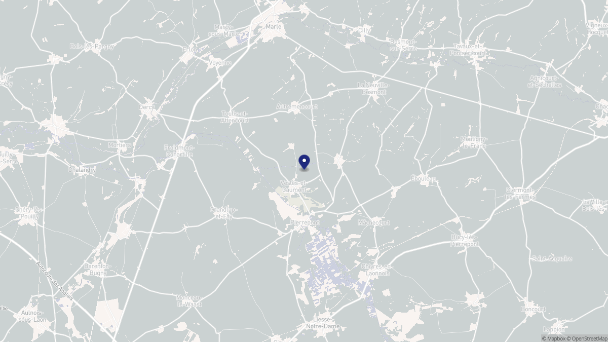 Aperçu cartographique de Vesles-et-Caumont, centré sur la commune