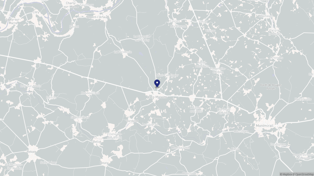 Aperçu cartographique de Viels-Maisons, centré sur la commune