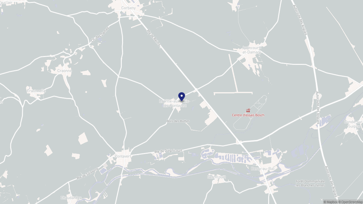 Aperçu cartographique de La Ville-aux-Bois-lès-Pontavert, centré sur la commune