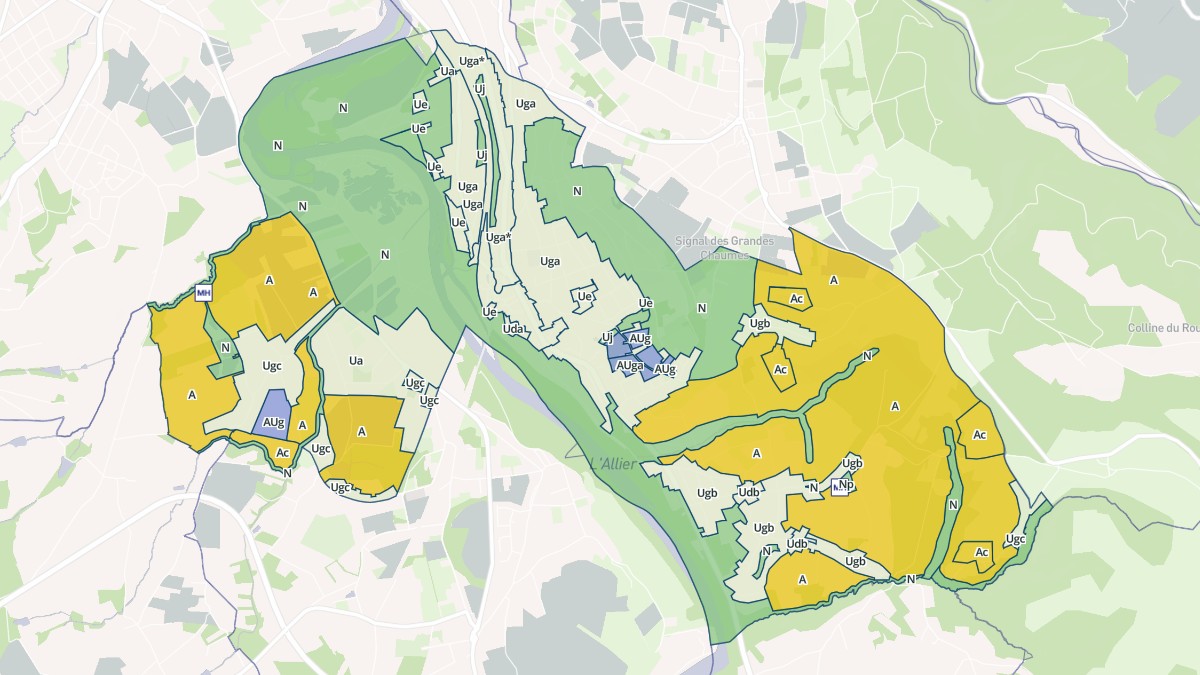 Aperçu cartographique de Abrest, centré sur la commune