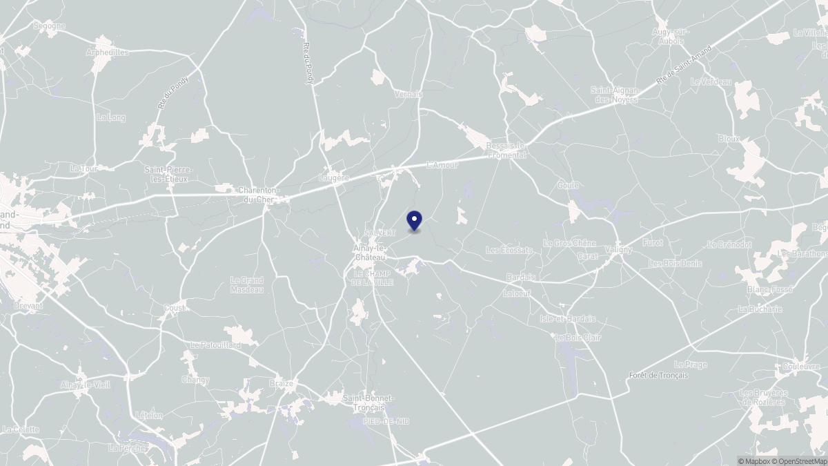 Aperçu cartographique de Ainay-le-Château, centré sur la commune