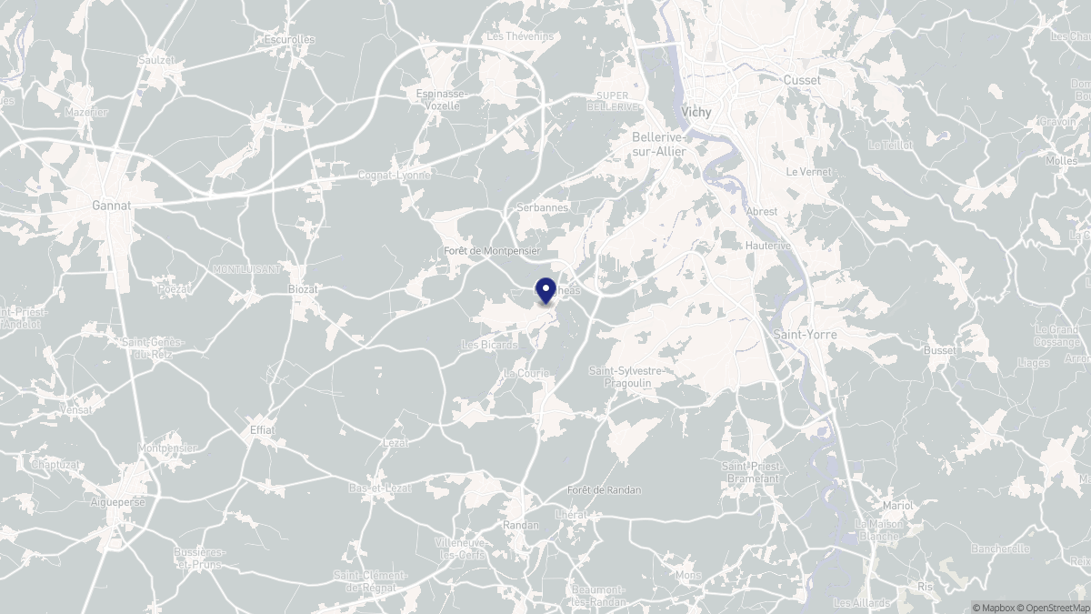 Aperçu cartographique de Brugheas, centré sur la commune