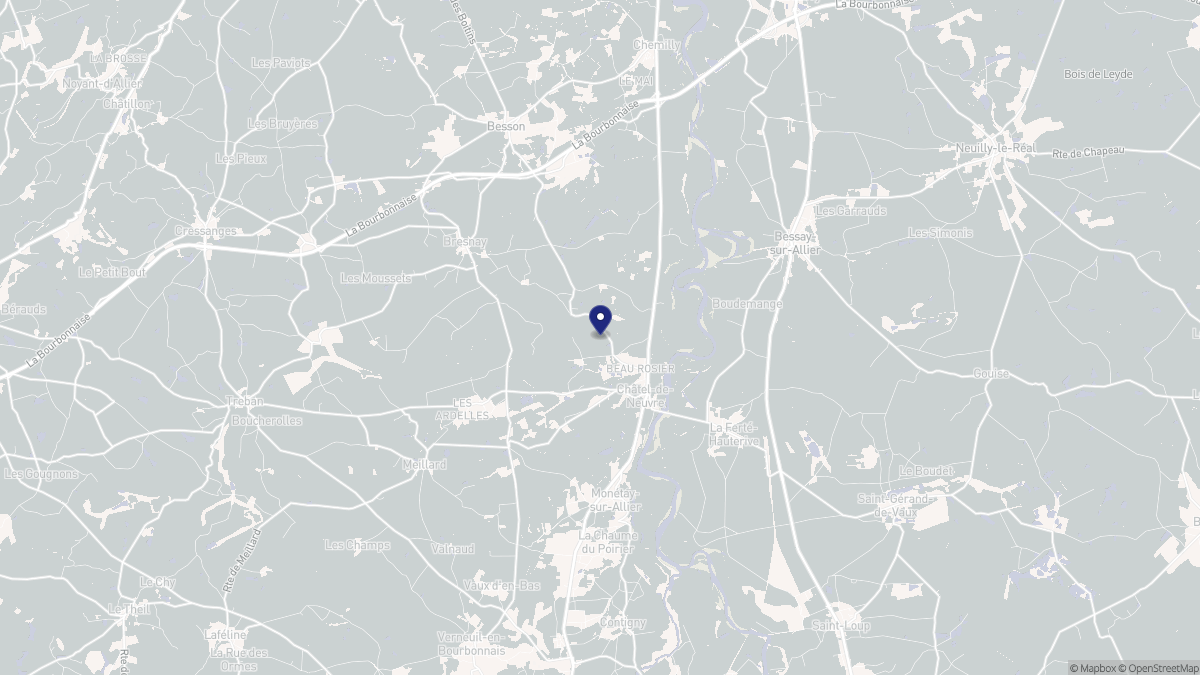 Aperçu cartographique de Châtel-de-Neuvre, centré sur la commune