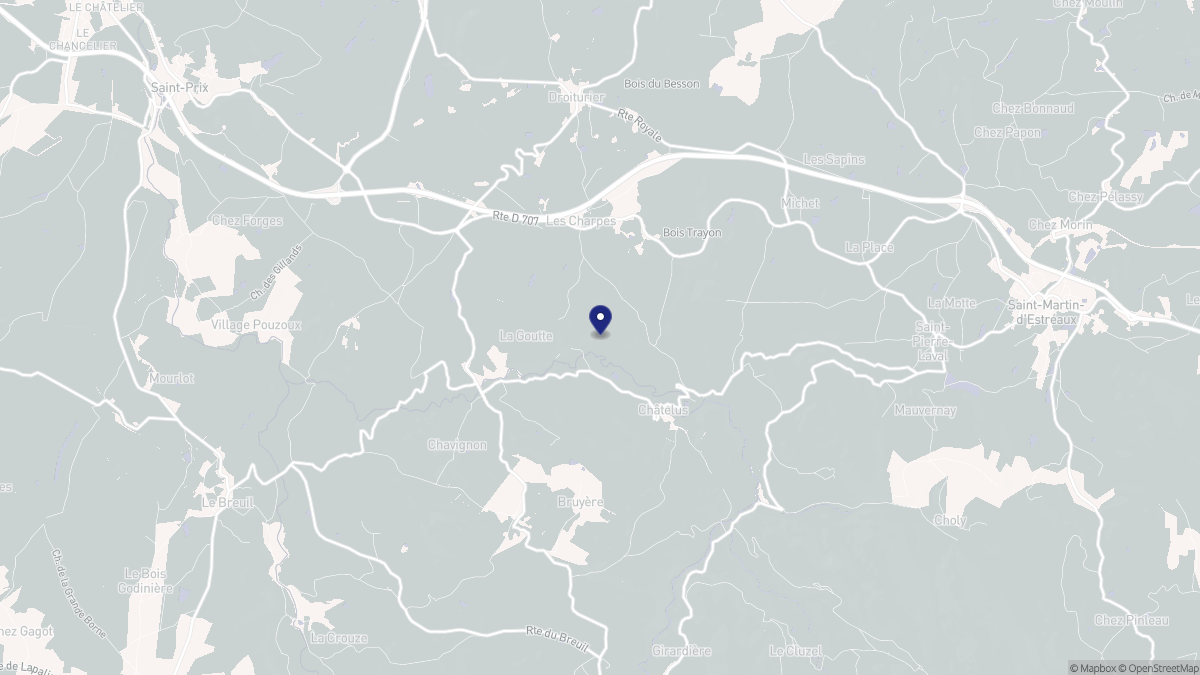 Aperçu cartographique de Châtelus, centré sur la commune