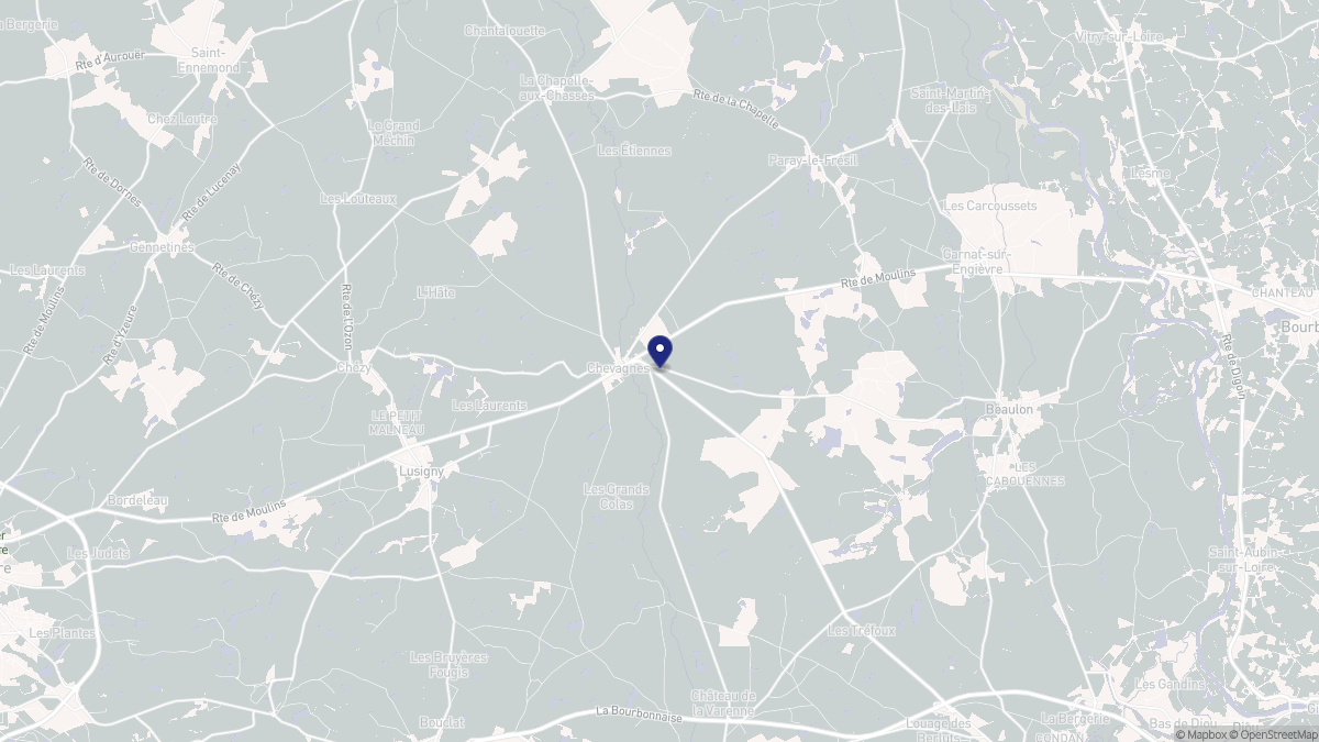 Aperçu cartographique de Chevagnes, centré sur la commune