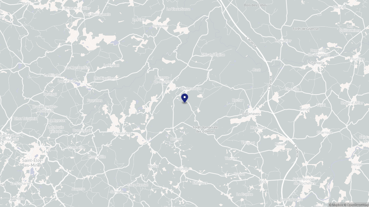 Aperçu cartographique de Coutansouze, centré sur la commune