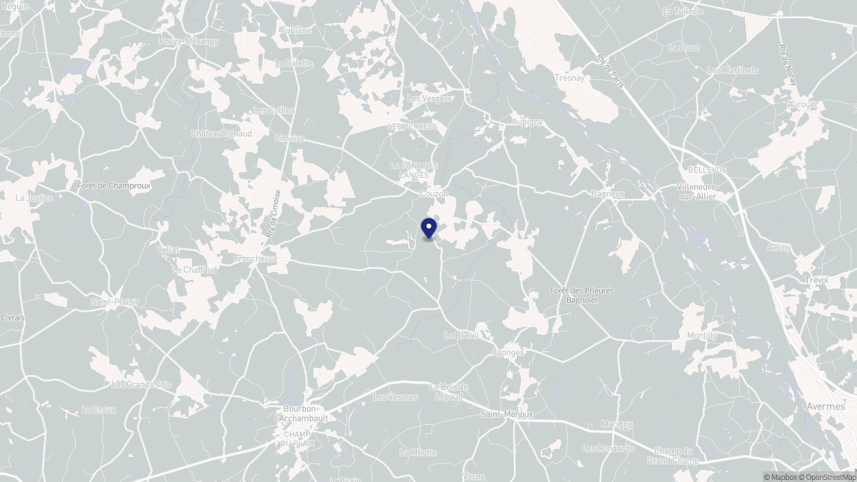 Aperçu cartographique de Couzon, centré sur la commune
