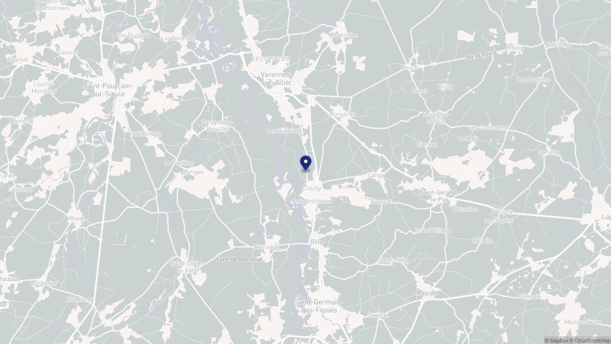 Aperçu cartographique de Créchy, centré sur la commune