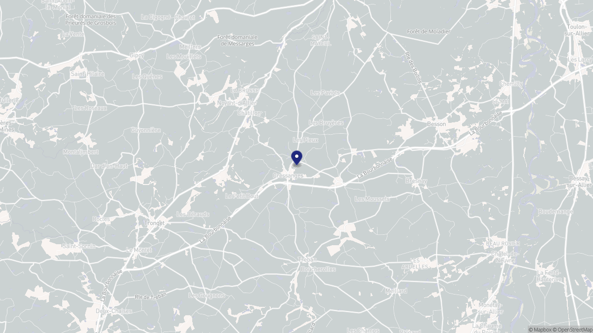 Aperçu cartographique de Cressanges, centré sur la commune