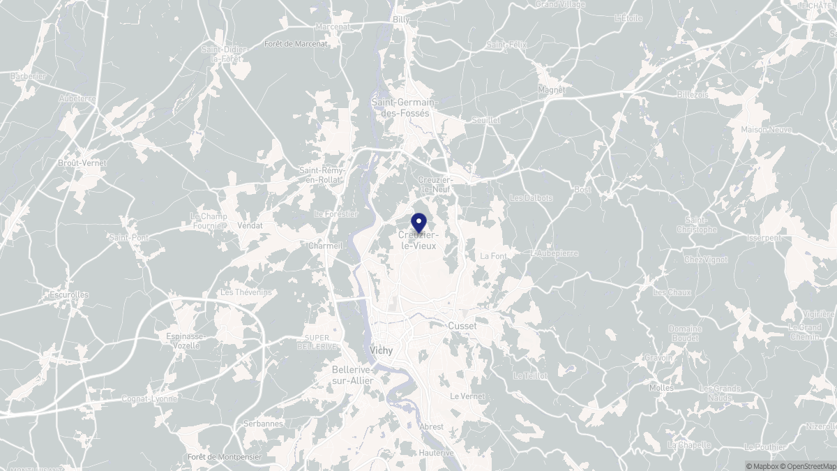 Aperçu cartographique de Creuzier-le-Vieux, centré sur la commune