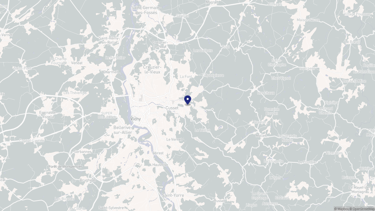 Aperçu cartographique de Cusset, centré sur la commune