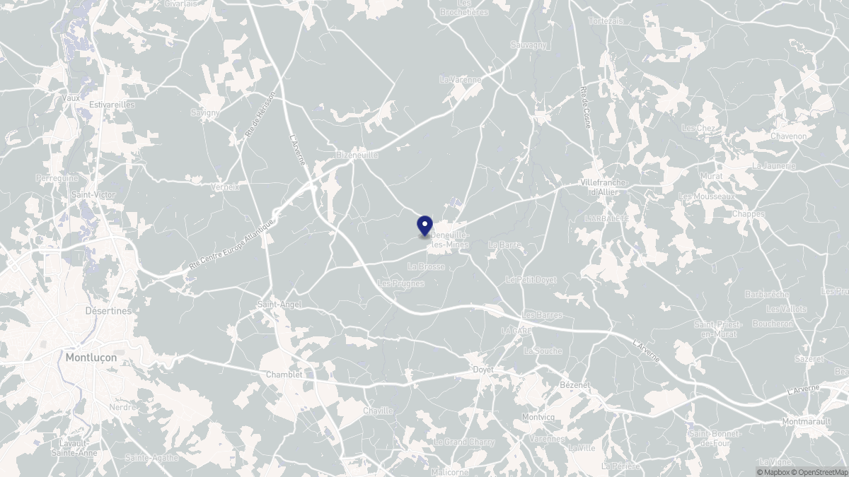 Aperçu cartographique de Deneuille-les-Mines, centré sur la commune