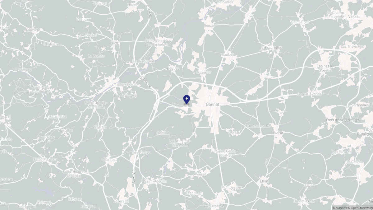 Aperçu cartographique de Gannat, centré sur la commune
