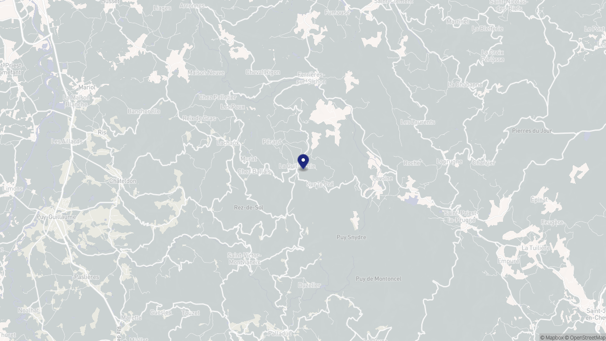 Aperçu cartographique de La Guillermie, centré sur la commune